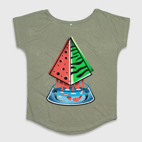 Watermelon and Zebra Stripes Pyramid Art T-Shirt