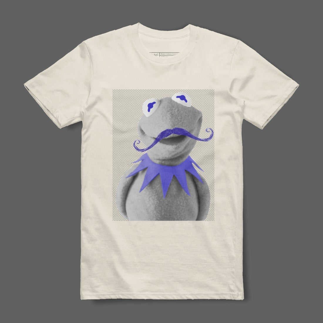 Funny Blue Mustache Frog Character Graphic T-Shirt