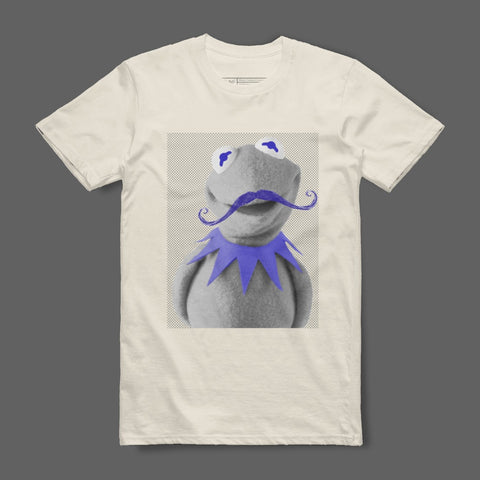 Funny Blue Mustache Frog Character Graphic T-Shirt