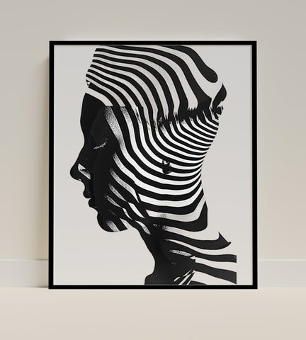 Abstract Black and White Optical Illusion Wall Art