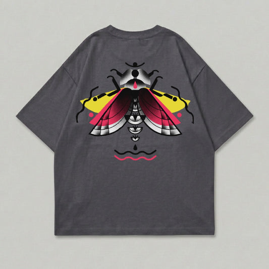 Abstract Bug Design Bold Color Back Artwork product type
Insect graphic
Abstract bug
Beetle art
Moth design
Vibrant colors
Dark gray tee
Back print
Artistic apparel
Unique shirt
Graphic top
Modern streetwear
Casual clothing
Yellow pink
Red black
White gray
Short sleeve
Statement piece
Cool design
Creature art
Pop colors