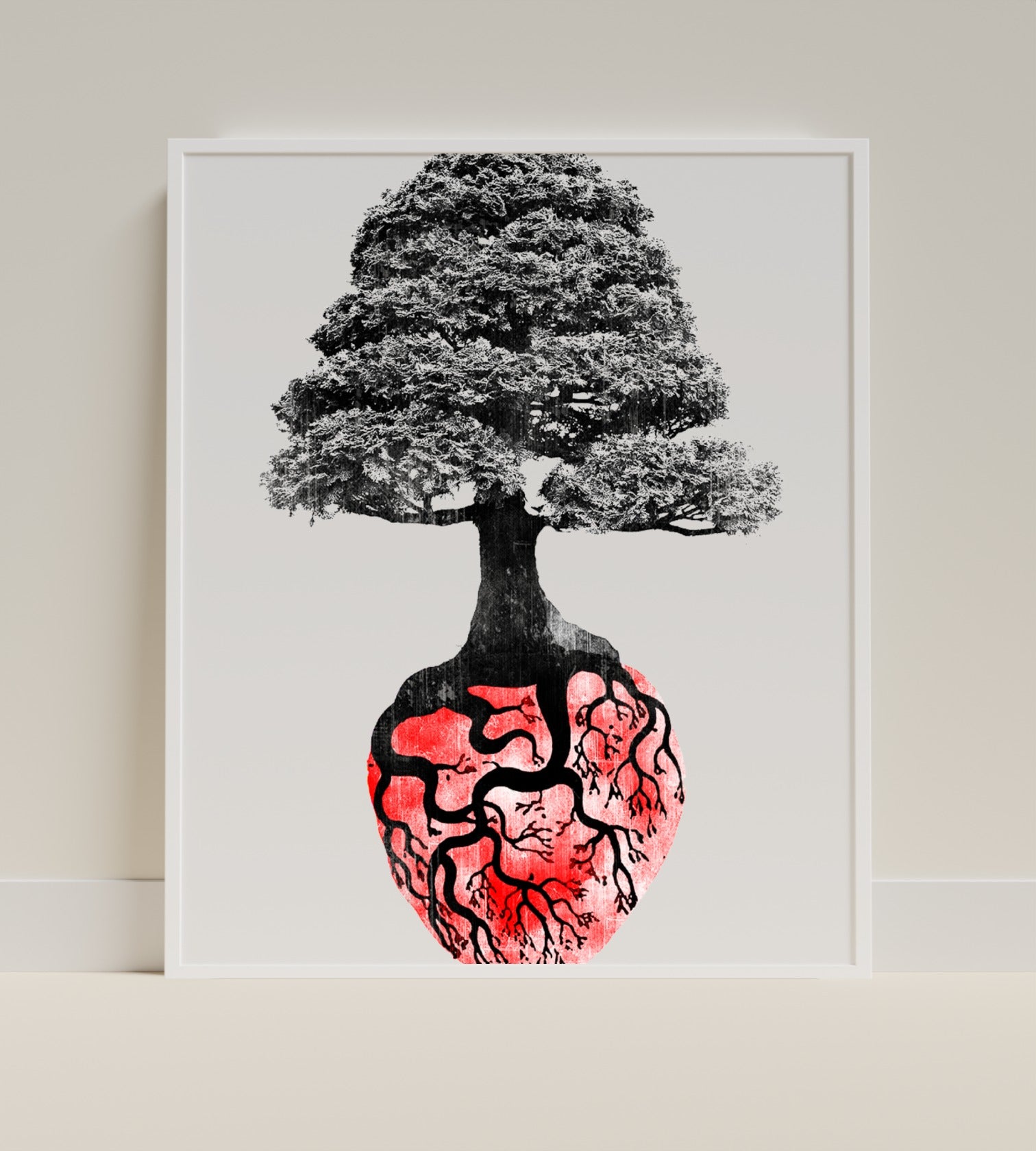 Unique Tree with Root Heart Design Art Print Poster
