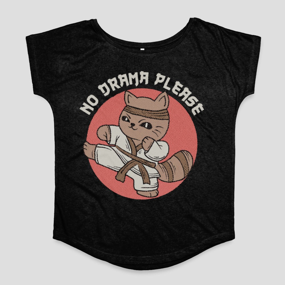 No Drama Please Karate Cat Graphic T-Shirt
