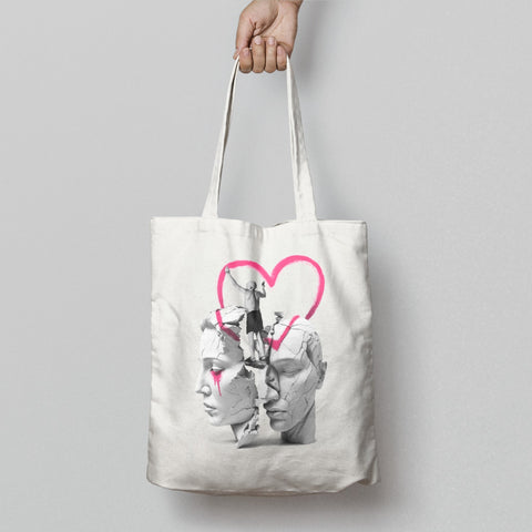 Modern Abstract Art with Heart Print Tote Bag Product