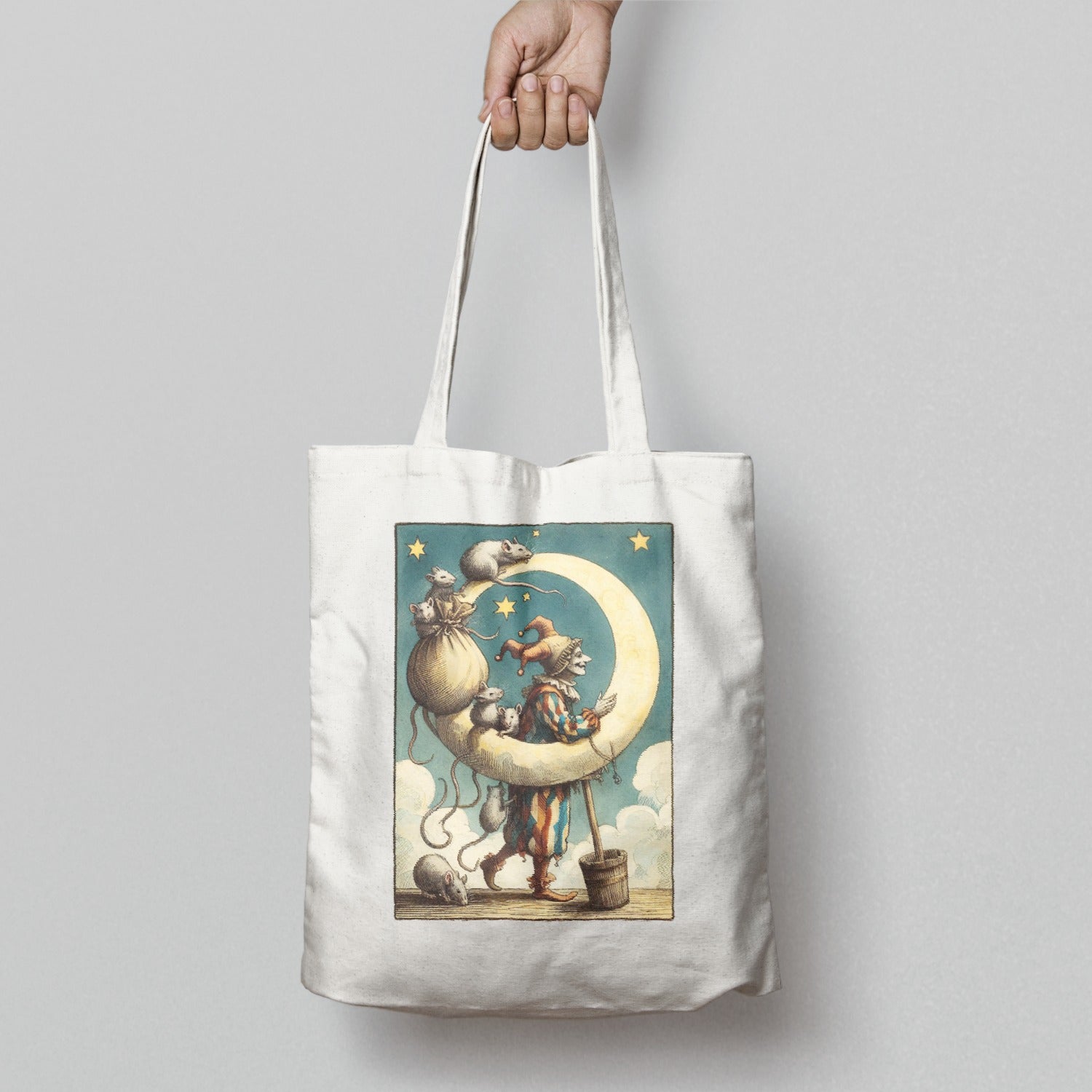Vintage Clown with Crescent Moon Design Tote Bag