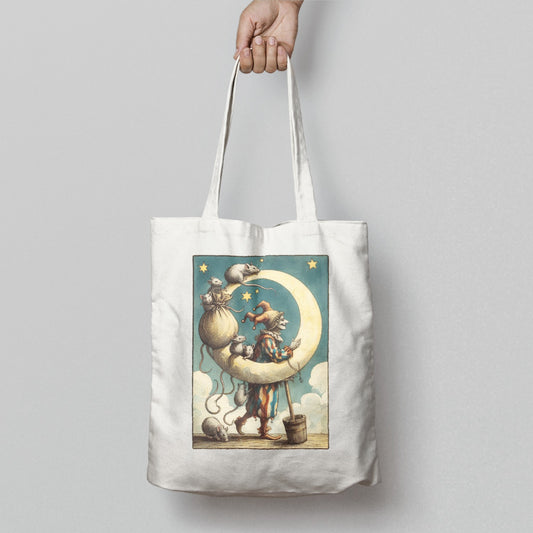 Vintage Clown with Crescent Moon Design Tote Bag