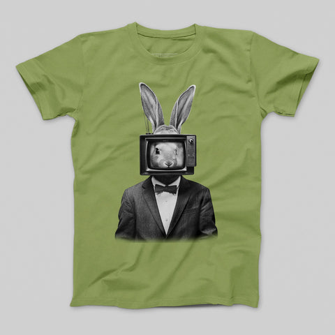 Bunny TV Head Graphic T-Shirt for a Quirky Look