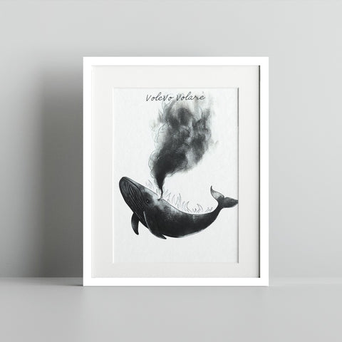 Artistic Whale with Smoke Volere Volare Poster