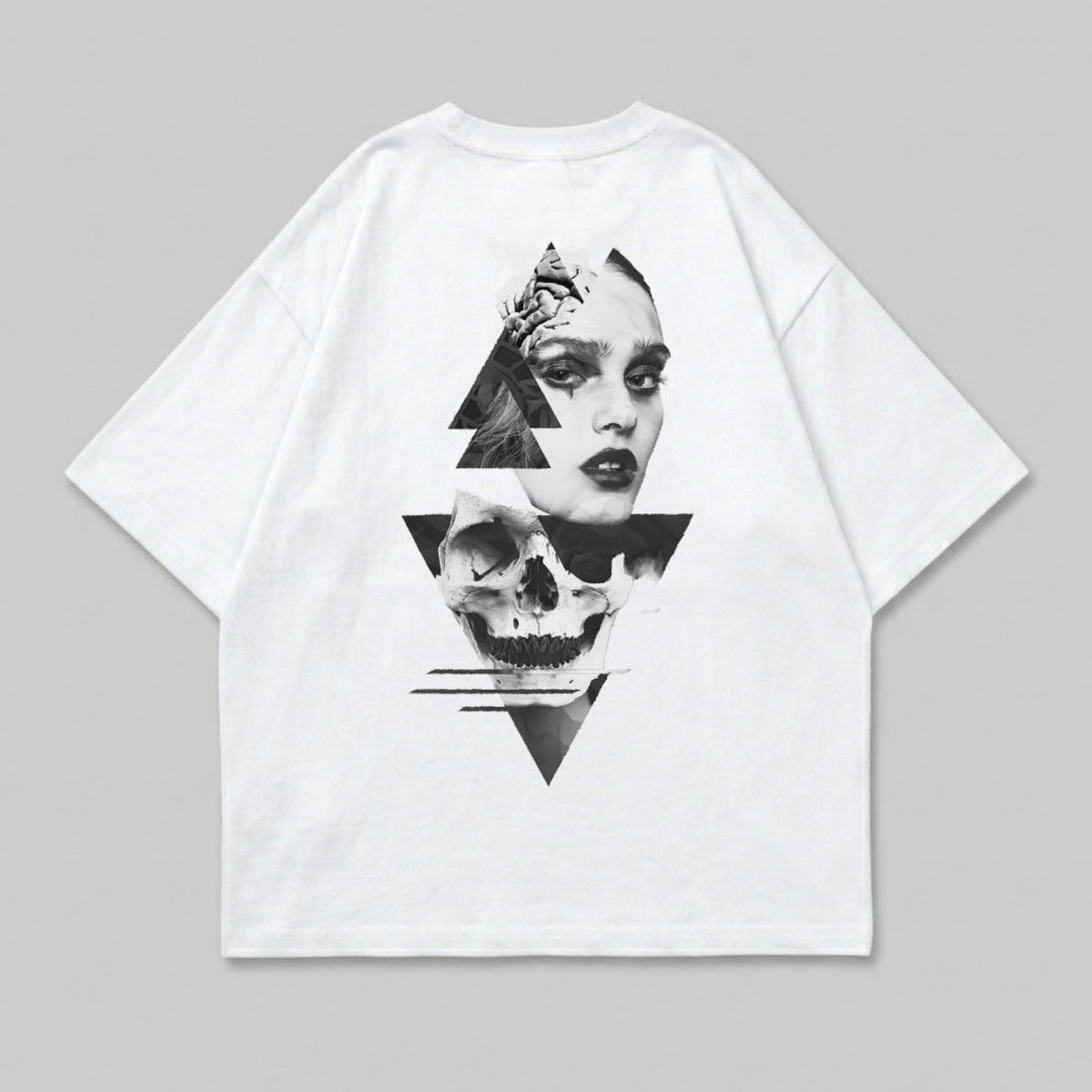 Artistic Woman Skull Triangles Black White Graphic product type
Woman Skull Triangles Geometric Graphic Black White Art Face Abstract DarkArt Aesthetic UniqueDesign ModernPrint Monochrome Streetwear CoolGraphic EdgyStyle Surreal CreativeArt