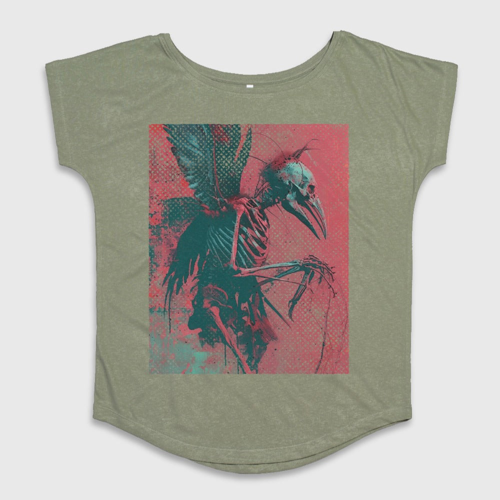 Skeleton Bird Graphic Tee Edgy Alternative Apparel