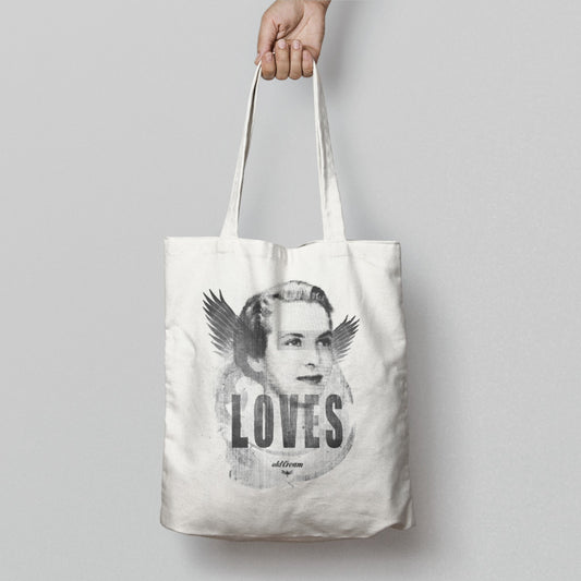 Vintage Illustrated Woman with Wings canvas tote bag