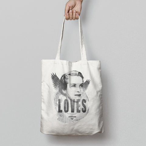 Vintage Illustrated Woman with Wings canvas tote bag