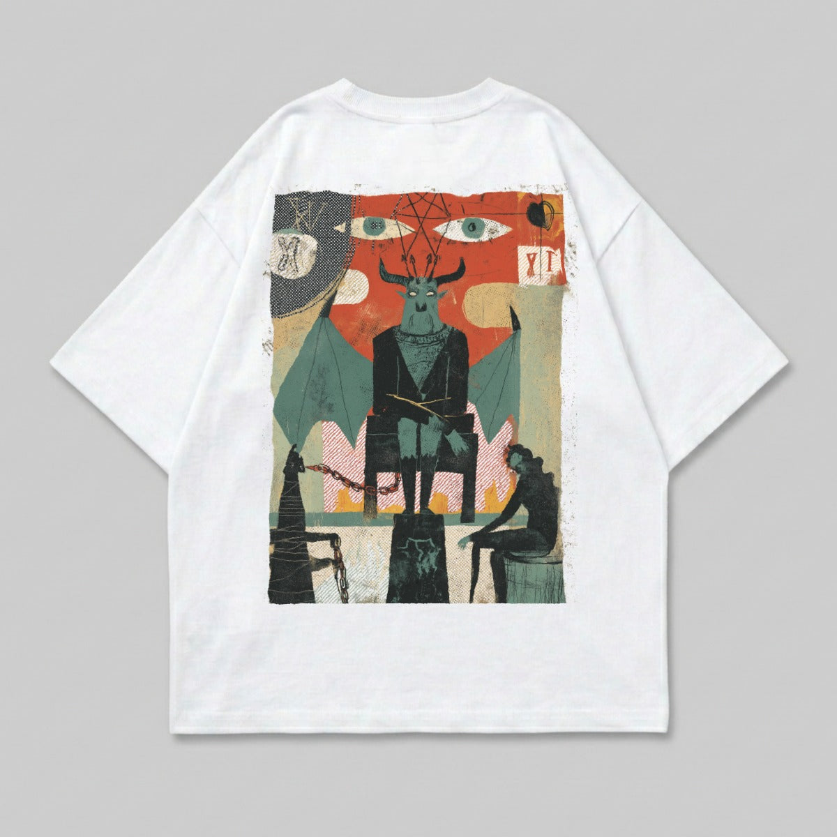 Horned Demon Figure Occult Art Pentagram Eyes product type
Baphomet
Demon Art
Occult Design
Pentagram Symbol
Dark Aesthetic
Gothic Art
Horned Creature
Mystical Figure
Surreal Print
Abstract Collage
Graphic Tee
Symbolic Imagery
Pagan Art
Esoteric Motif
Mythological Beast
Ancient Deity
Mystical Eyes
Throne Art
Spiritual Icon
Unique Design