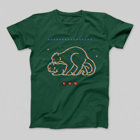 Retro Pixel Art Bear with Hearts T-Shirt Gaming Tee