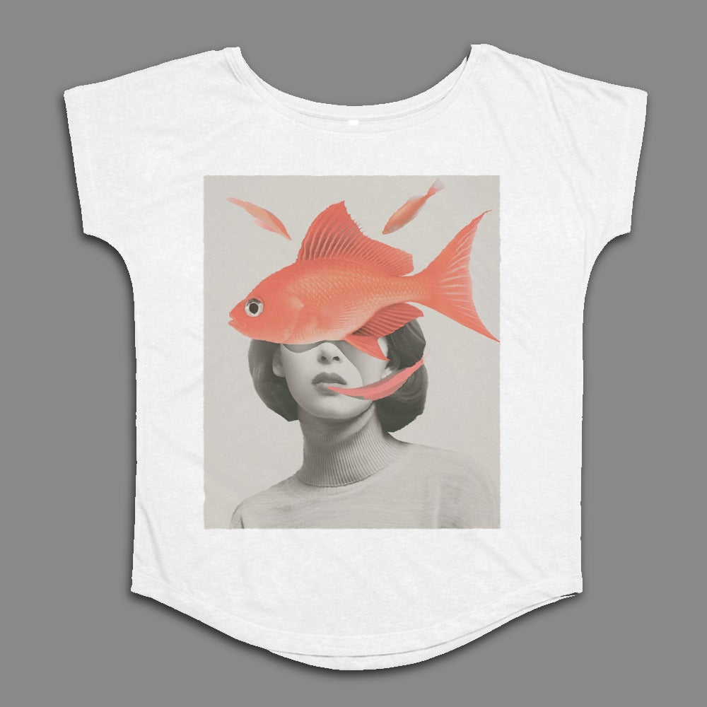 Surreal Fish Head Graphic Women's T-Shirt