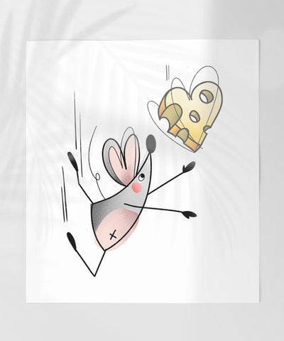 Cheerful Mouse Chasing Cheese Graphic Print