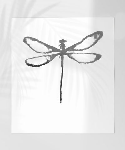 Monochrome Dragonfly Art Print Minimalist Wall Decor
