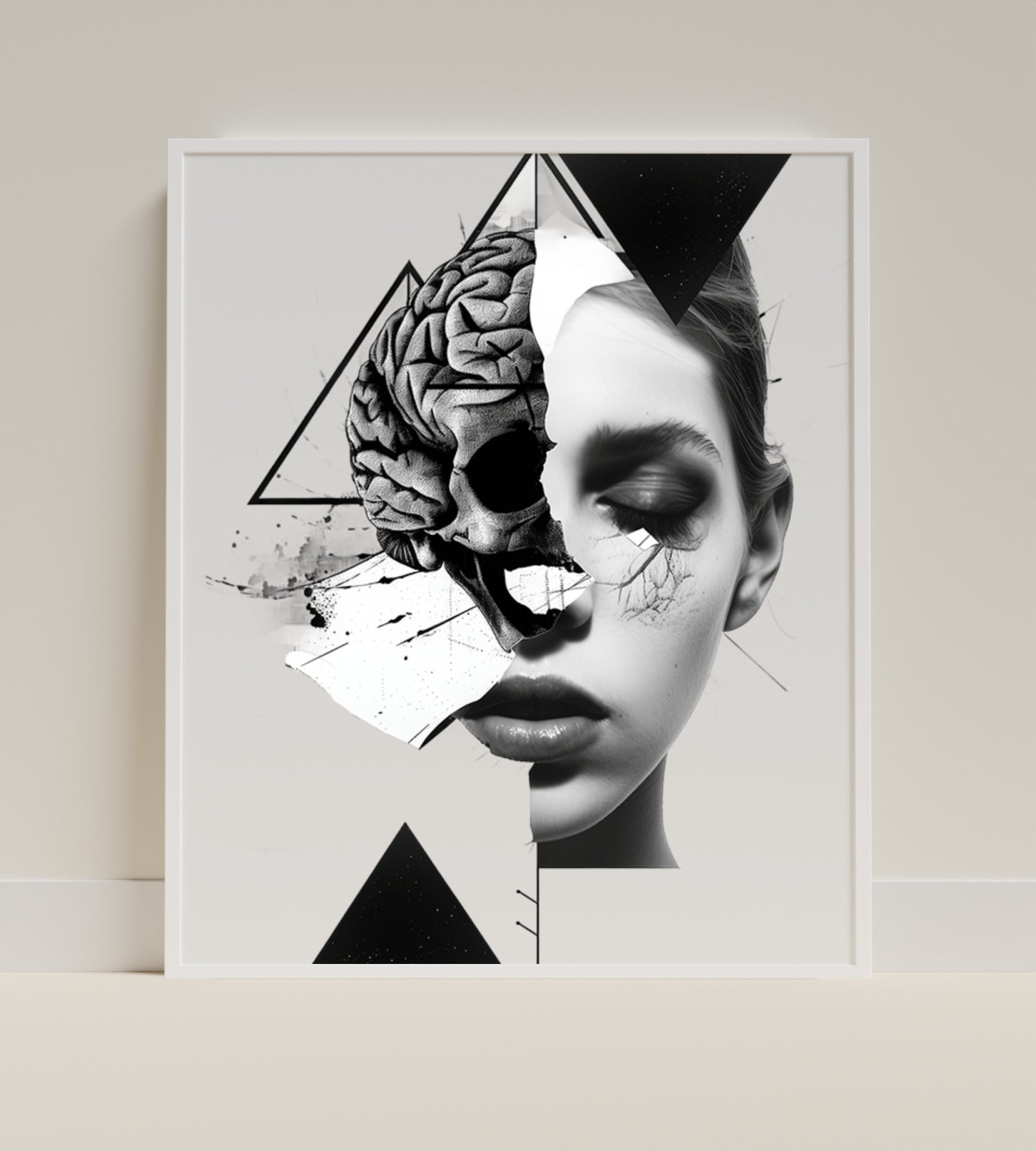 Abstract Skull Brain and Woman Art Print