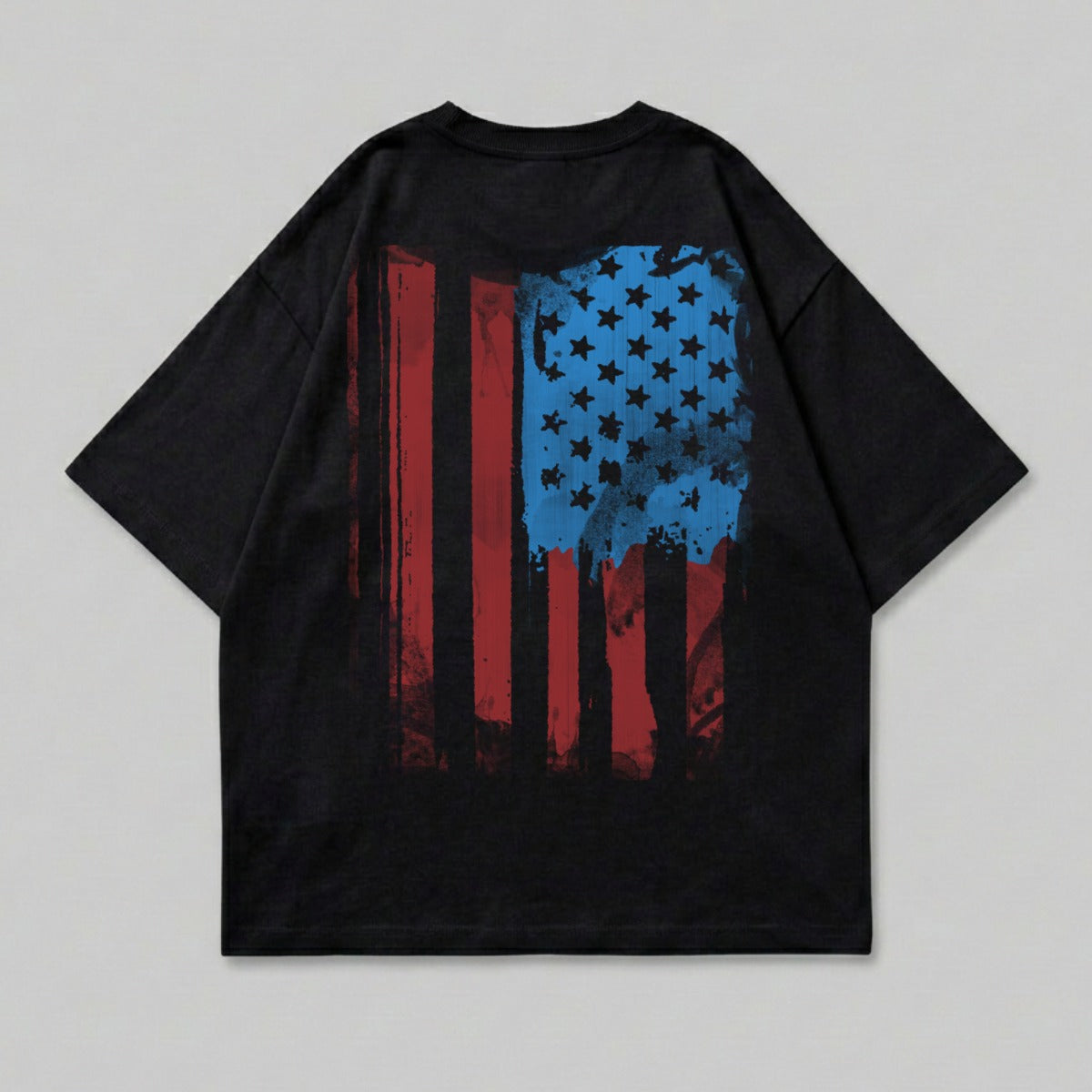 Black Distressed American Flag Back Print product type