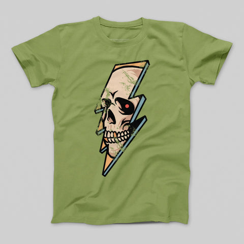Skull Lightning Bolt Graphic T-Shirt for Unique Style