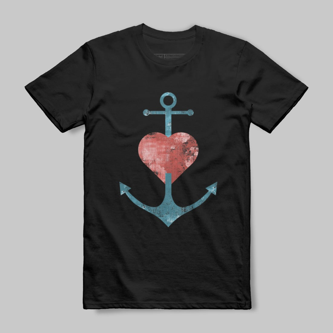 Anchor and Heart Design Black T-Shirt Product