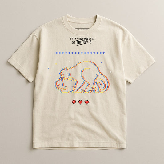 Pixel Art Cat Design Graphic T-shirt