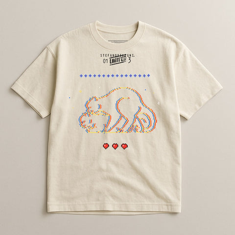 Pixel Art Cat Design Graphic T-shirt