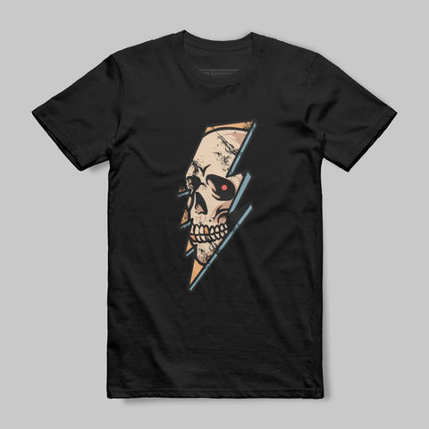 Skull with Lightning Bolt Graphic T-Shirt