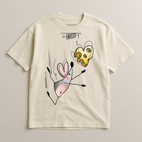 Playful Mouse and Cheese Graphic T-Shirt