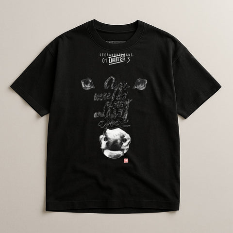 Black t-shirt with a graphic of a cow's face and "You were the best in the herd" text.