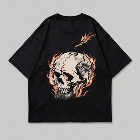 Flaming Skull Bomb Graphic Black product type