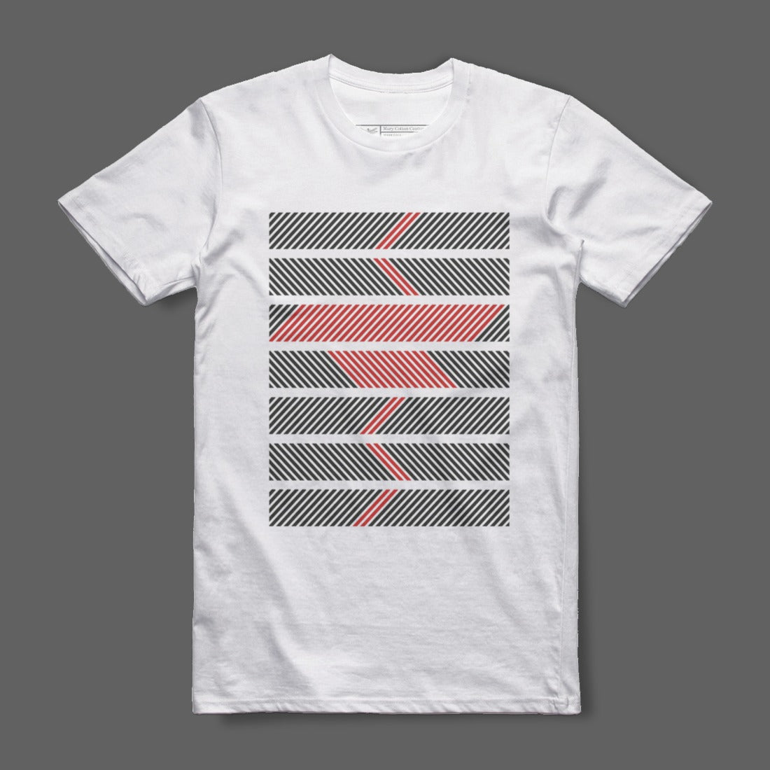 Geometric Stripe Design White T-Shirt Apparel