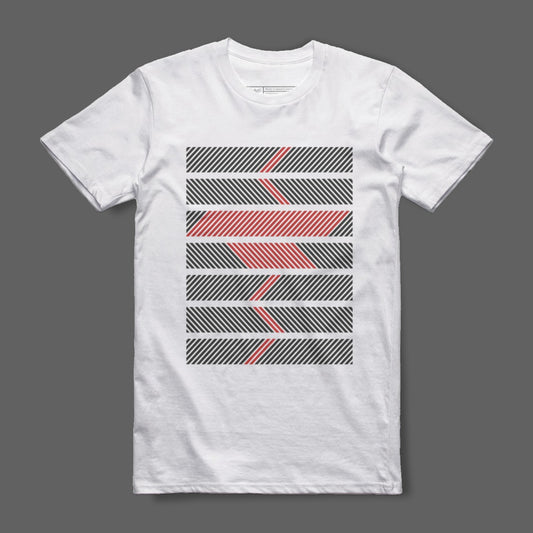 Geometric Stripe Design White T-Shirt Apparel