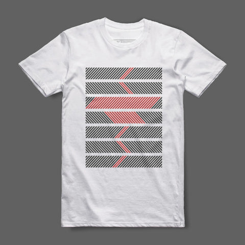 Geometric Stripe Design White T-Shirt Apparel