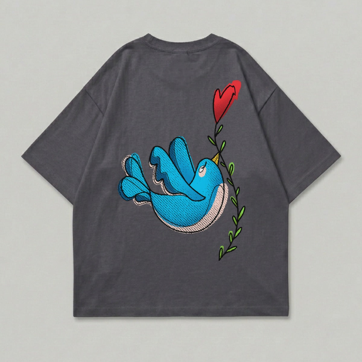 Cartoon Blue Bird Holding Red Heart Vine Design product type