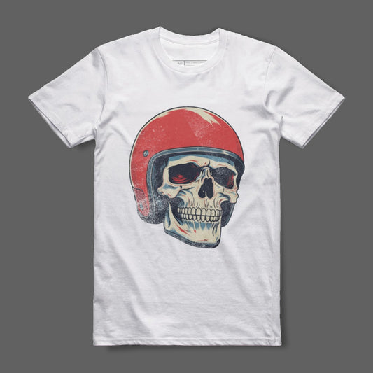 Skull with Red Helmet Graphic Tee Shirt