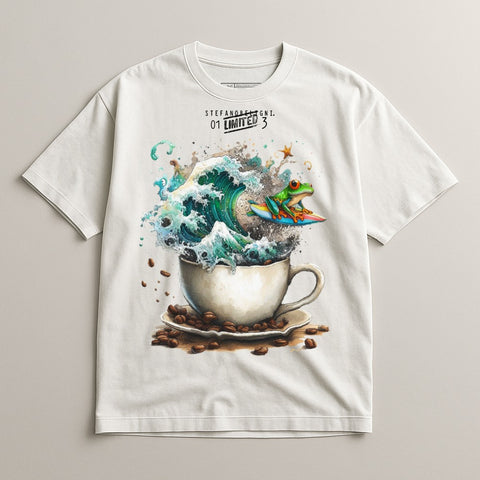 Creative Frog in Teacup Graphic On White T-shirt