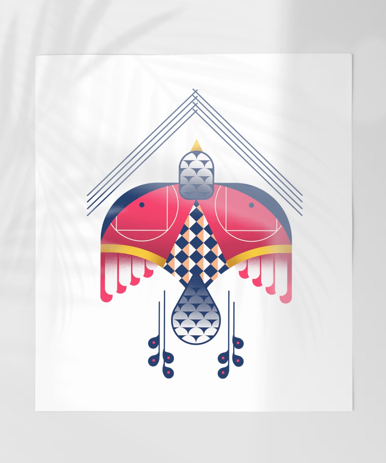 Abstract Geometric Symmetrical Bird Art Print Decor