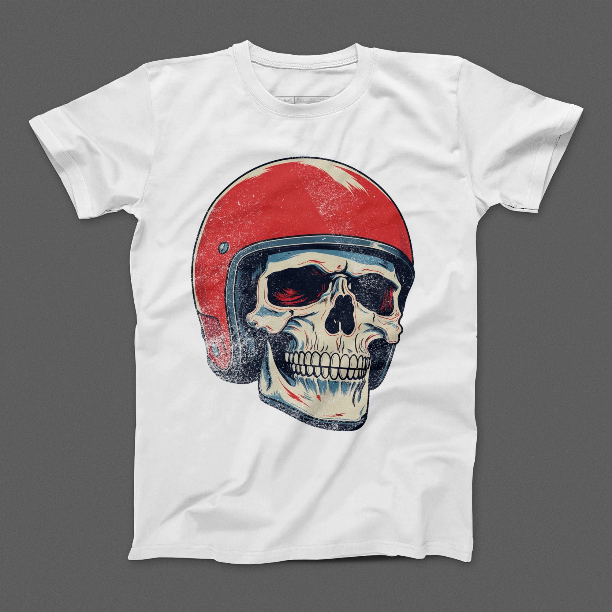 Skull With Red Helmet Graphic T-Shirt Product