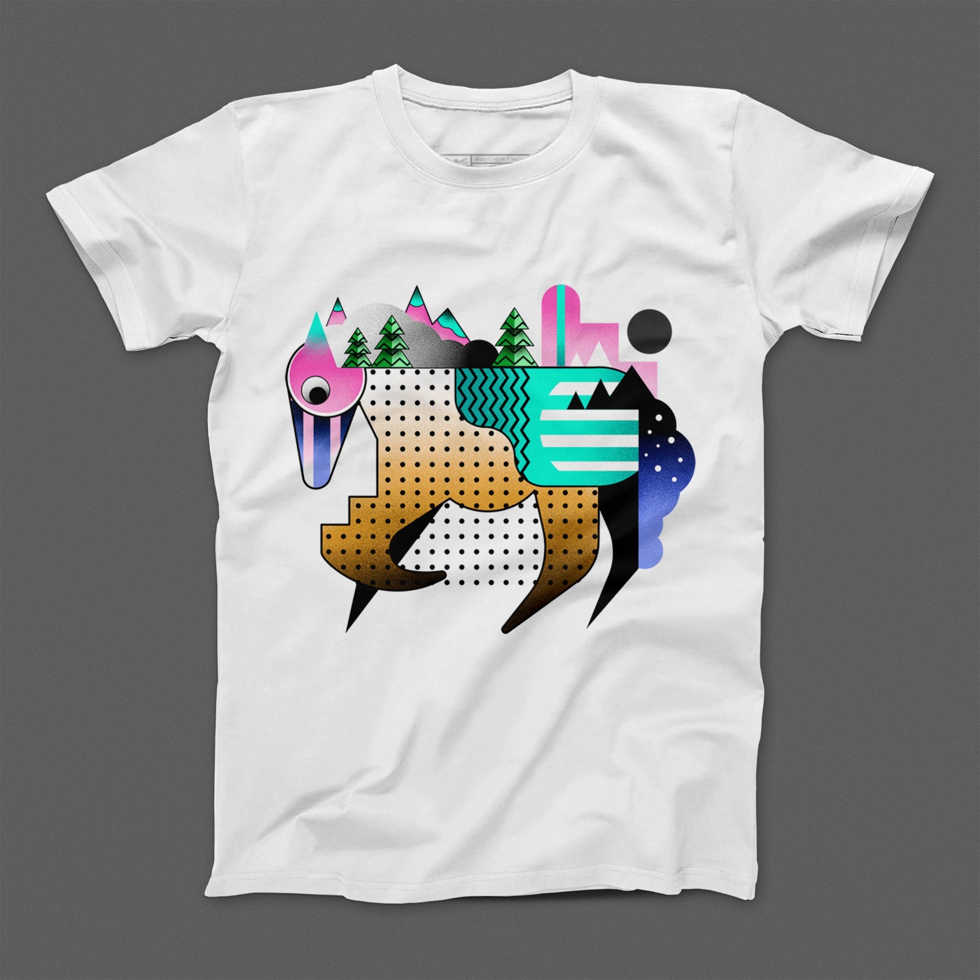 Unique Geometric Animal Graphic Print T-Shirt Product