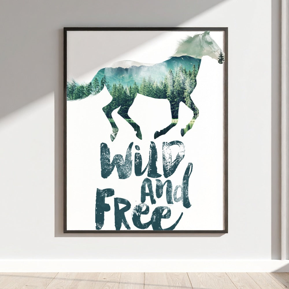 Wild and Free Horse Design Wall Art Decor Print