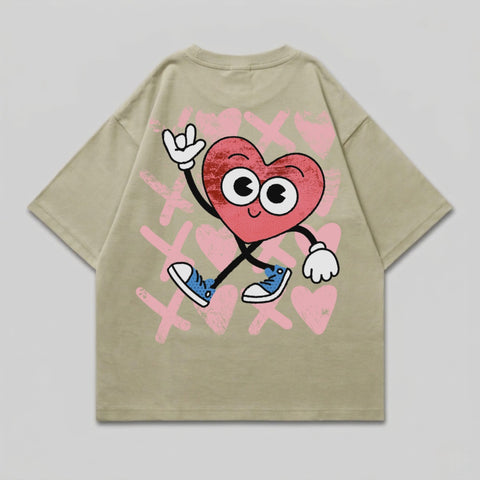 Cartoon Heart Rock Hand Gesture Tan Color Happy Face product type