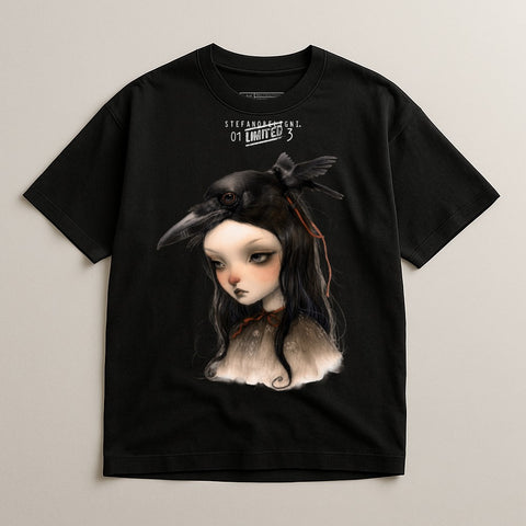 Limited Edition Dark Artistic Girl with Crow T-Shirt