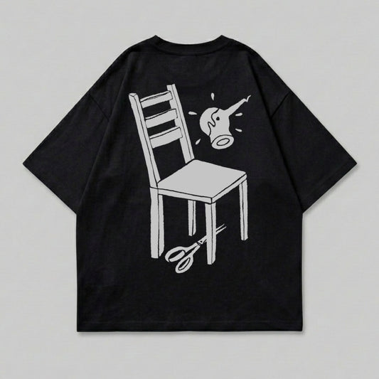 Black Tee White Chair Scissors Ear Trumpet Graphic product type