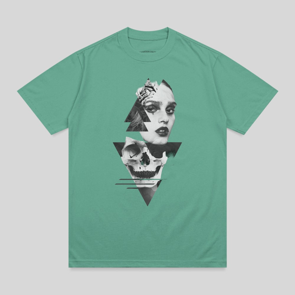 Dark Artistic Face Skull Geometric Triangles T-Shirt product type