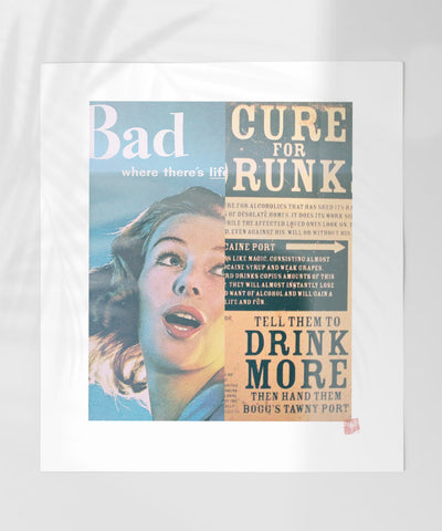Retro Vintage Bad Cure for Drunk Poster Print