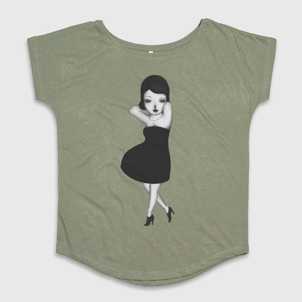 Elegant Black Dress Cartoon Character Shirt