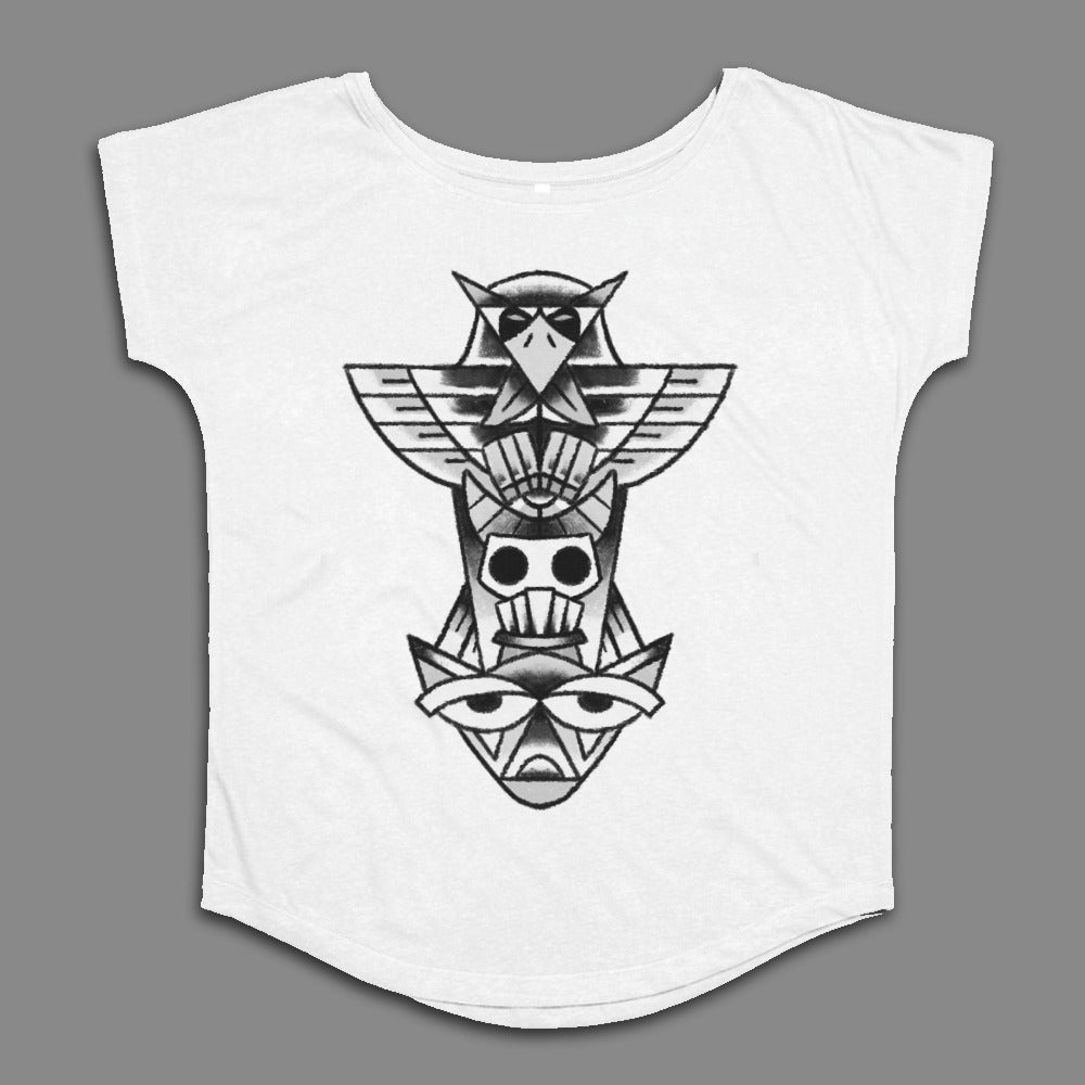 Stylish Tee with Bold Tribal Totem Graphic Design