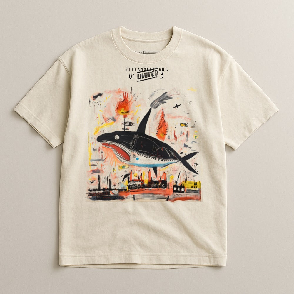 Artistic Whale Print Graphic Tee Unique T-shirt Design