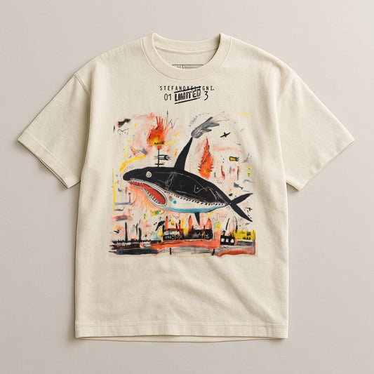 Artistic Whale Print Graphic Tee Unique T-shirt Design